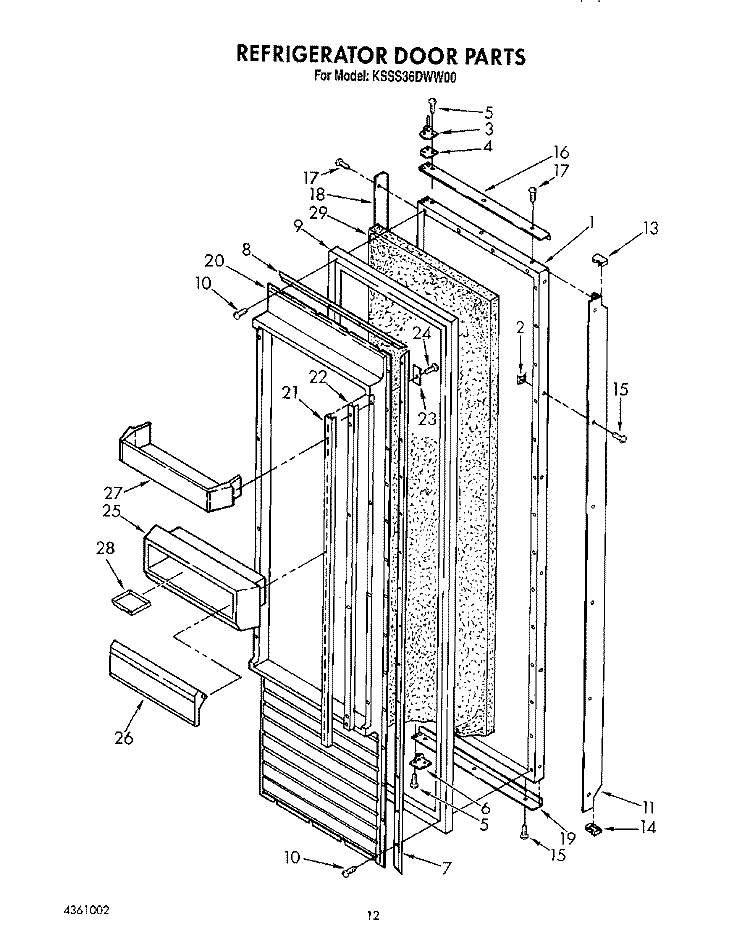 REFRIGERATOR DOOR Diagram and Parts List for KSSS36DWW00  KitchenAid Refrigerator