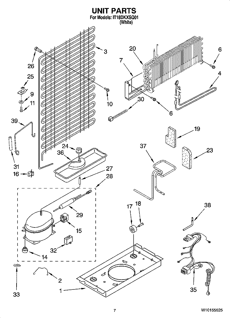 UNIT PARTS Diagram and Parts List for IT18DKXSQ01  Inglis Refrigerator