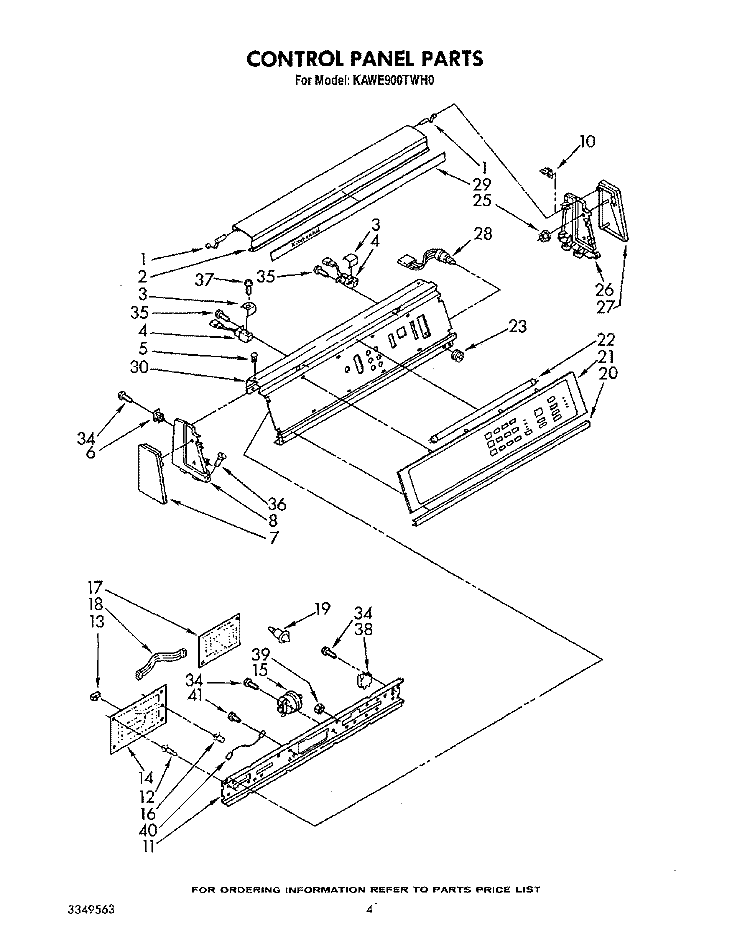 CONTROL PANEL Diagram and Parts List for KAWE900TWH0  KitchenAid Washer
