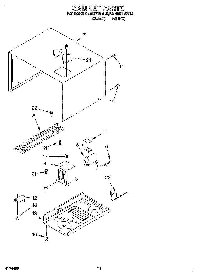 CABINET Diagram and Parts List for KEMI371BBL2  KitchenAid Wall Oven