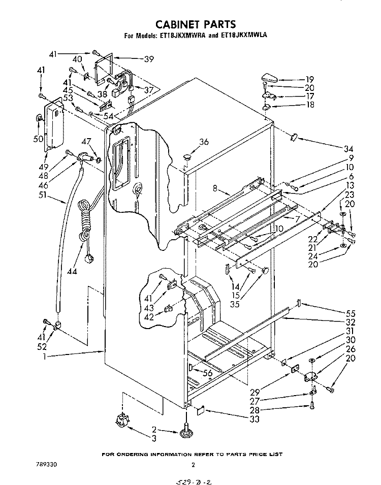 CABINET Diagram and Parts List for ET18JKXMWRA  Whirlpool Refrigerator