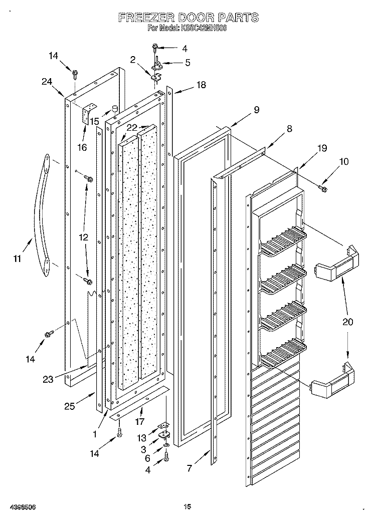FREEZER DOOR Diagram and Parts List for KSSC42MHS00  KitchenAid Refrigerator