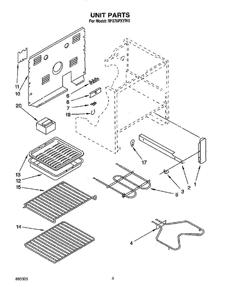 UNIT, LIT/OPTIONAL Diagram and Parts List for RF376PXYQ0  Whirlpool Range