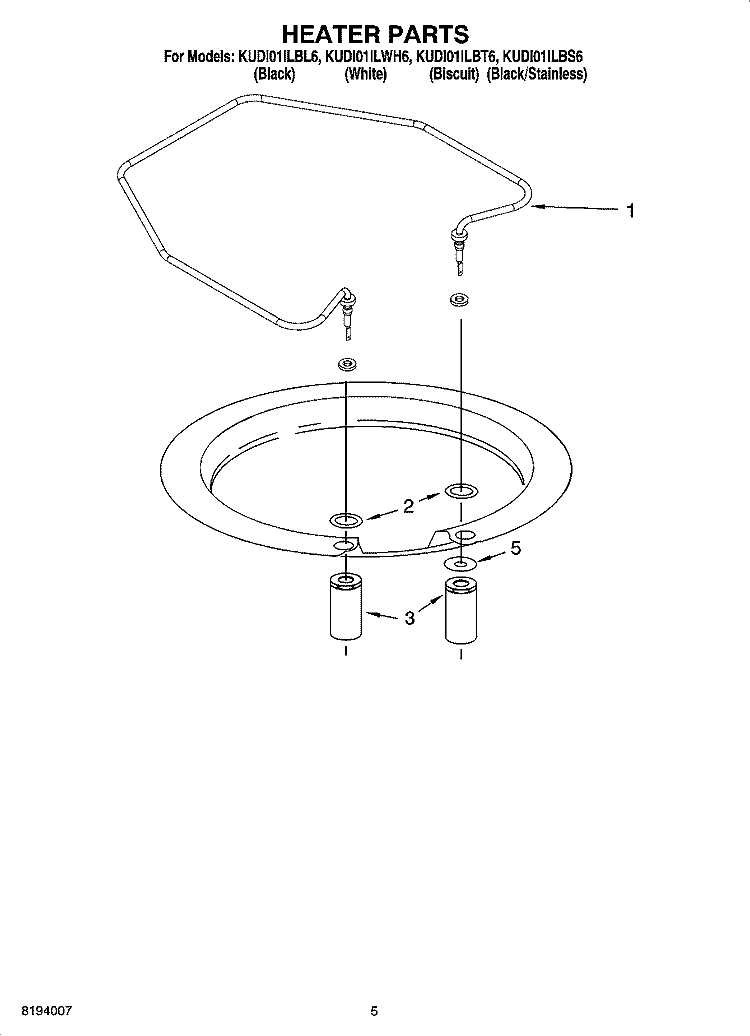 HEATER PARTS Diagram and Parts List for KUDI01ILBS6  KitchenAid Dishwasher