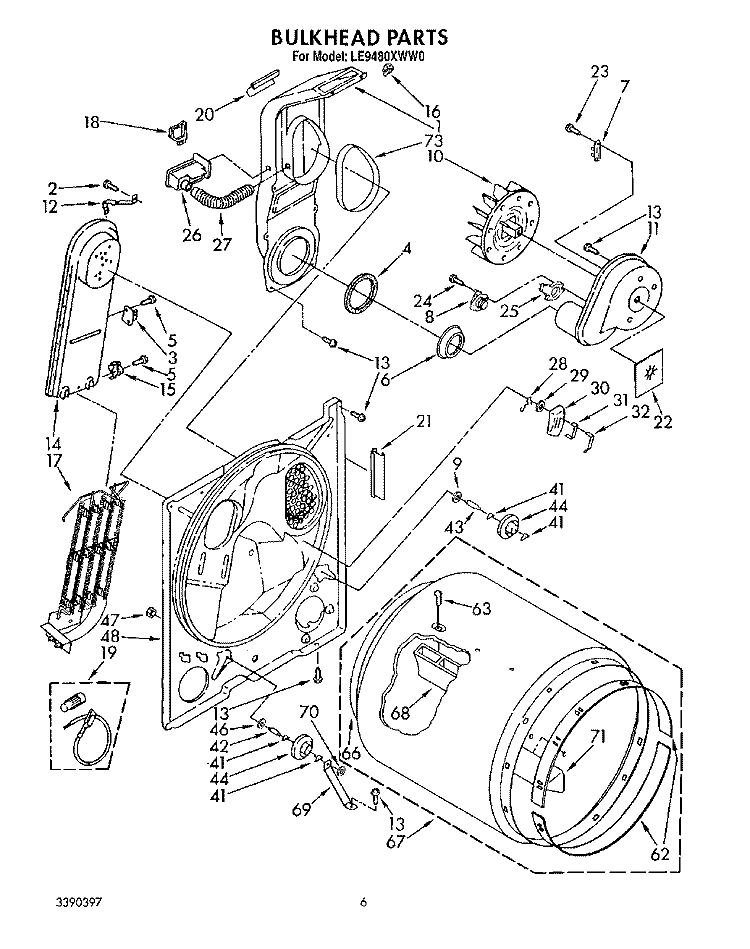 SECTION Diagram and Parts List for LE9480XWN0  Whirlpool Dryer