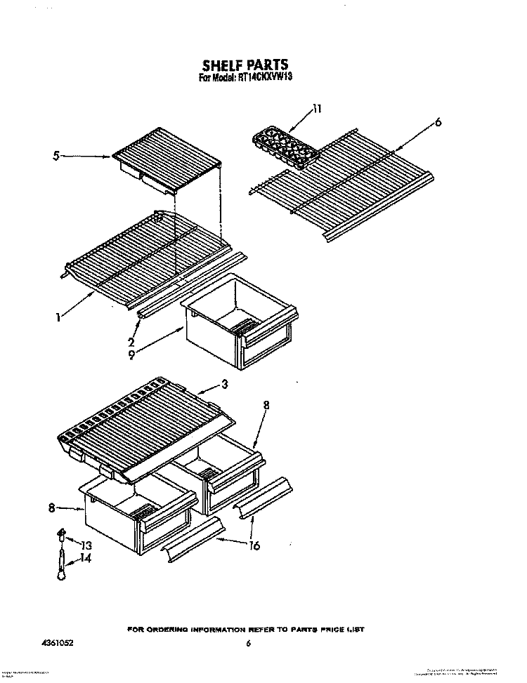 SHELF Diagram and Parts List for RT14CKXVW13  Roper Refrigerator