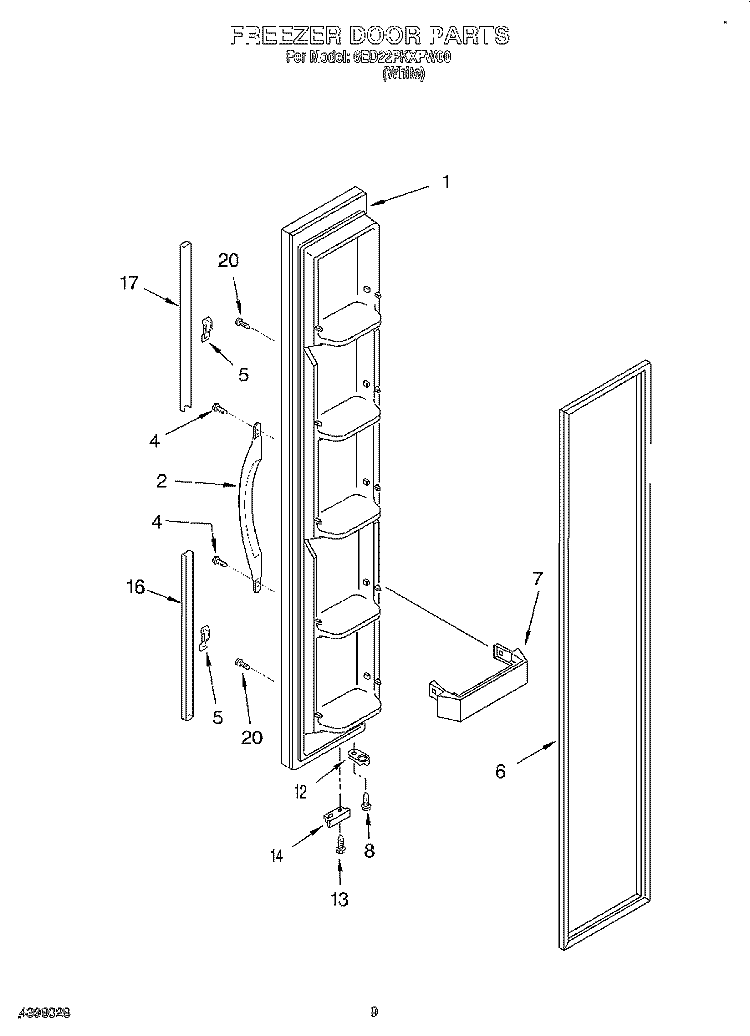FREEZER DOOR Diagram and Parts List for 6ED22PKXFW00  Whirlpool Refrigerator