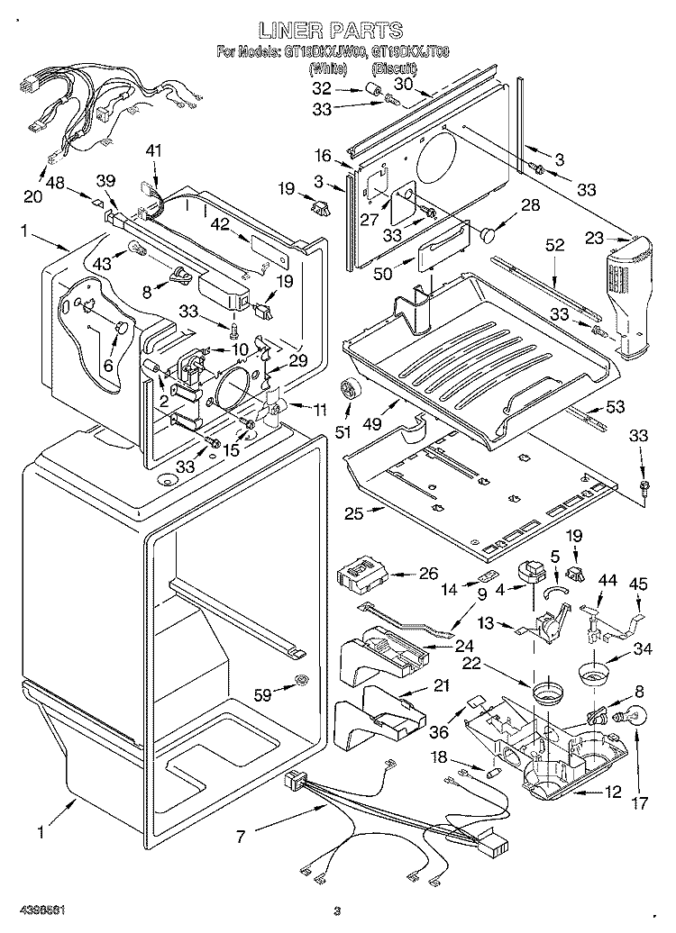 SECTION Diagram and Parts List for GT19DKXJT00  Whirlpool Refrigerator