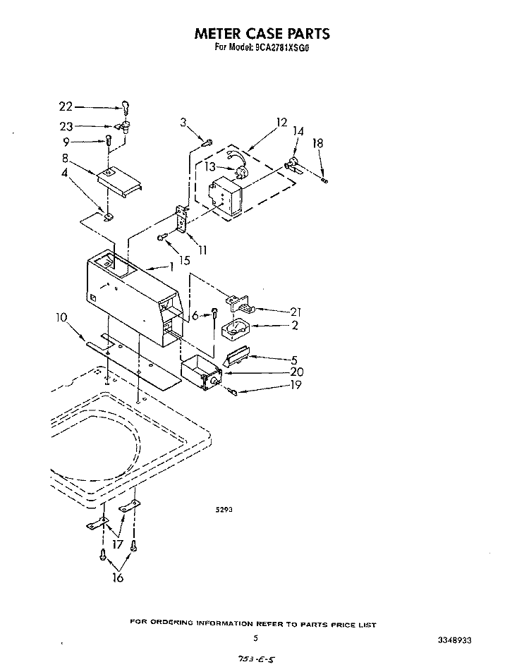 METER CASE Diagram and Parts List for 9CA2781XSW0  Whirlpool Washer