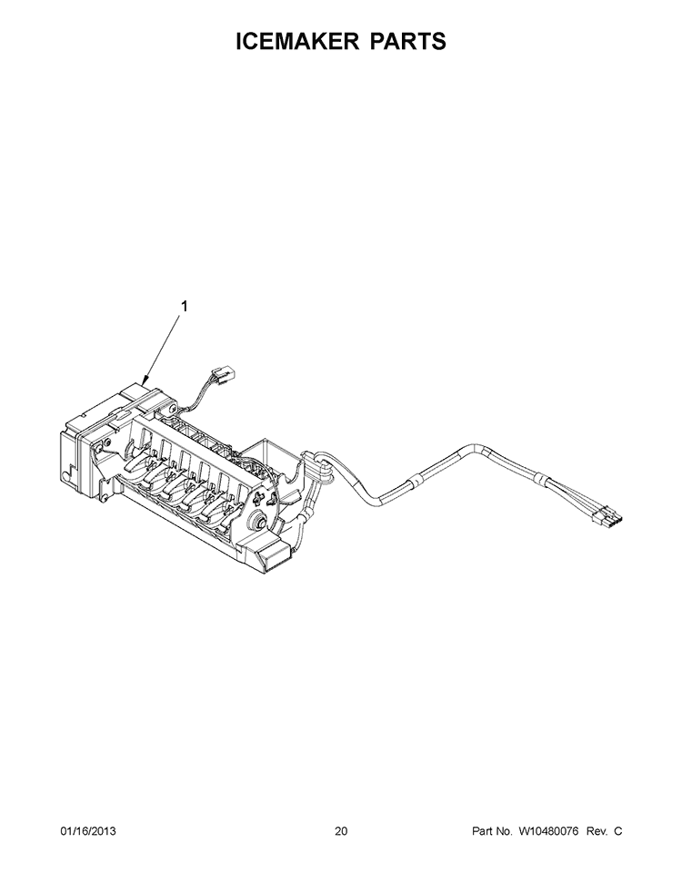 ICEMAKER PARTS Diagram and Parts List for KFIS29PBMS00  KitchenAid Refrigerator