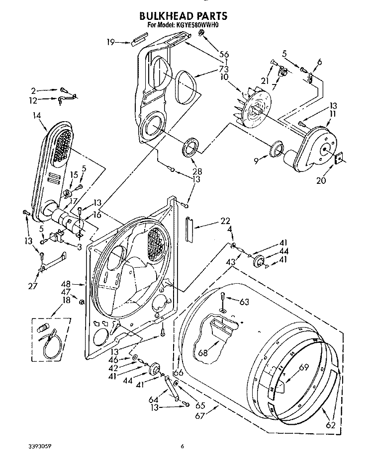 BULKHEAD, 694670 BURNER Diagram and Parts List for KGYE560WPL0  KitchenAid Dryer