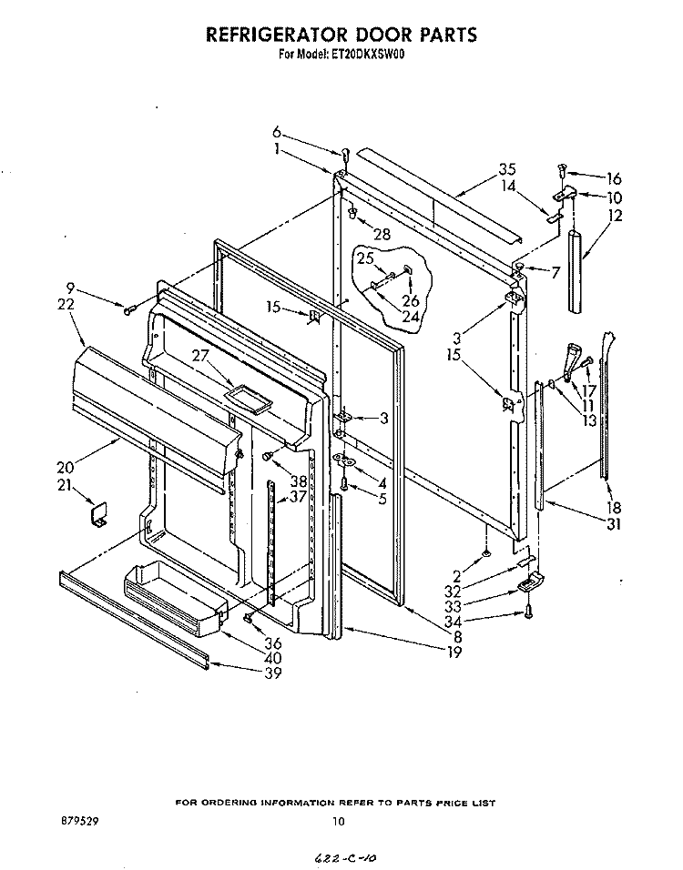 REFRIGERATOR DOOR Diagram and Parts List for ET20DKXSW00  Whirlpool Refrigerator