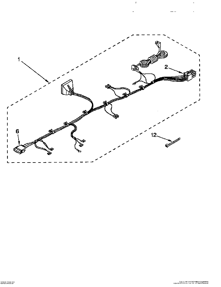 WIRING HARNESS Diagram and Parts List for LCR7244DQ0  Whirlpool Washer