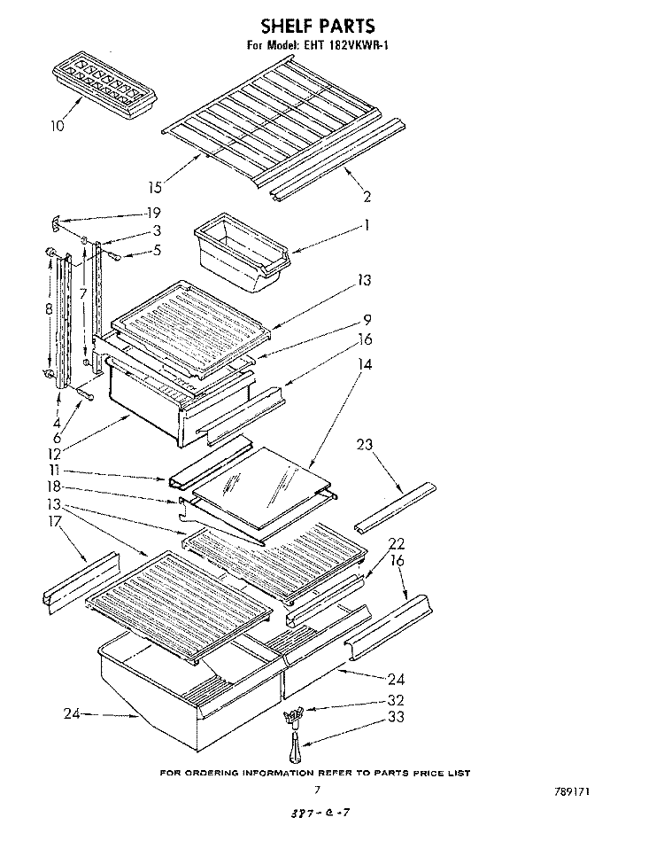 SHELF Diagram and Parts List for EHT182VKWR1  Whirlpool Refrigerator
