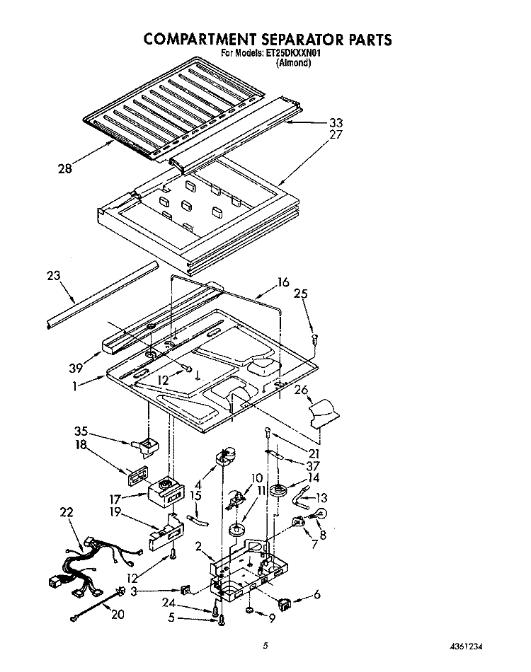 COMPARTMENT SEPARATOR Diagram and Parts List for ET25DKXXN01  Whirlpool Refrigerator