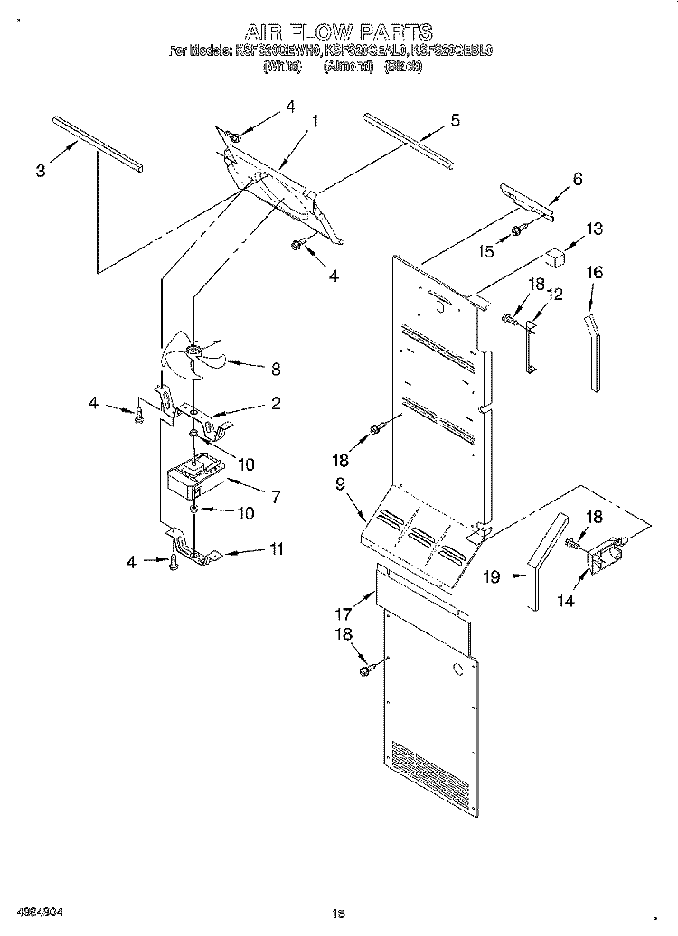 AIR FLOW Diagram and Parts List for KSFS20QEAL0  KitchenAid Refrigerator