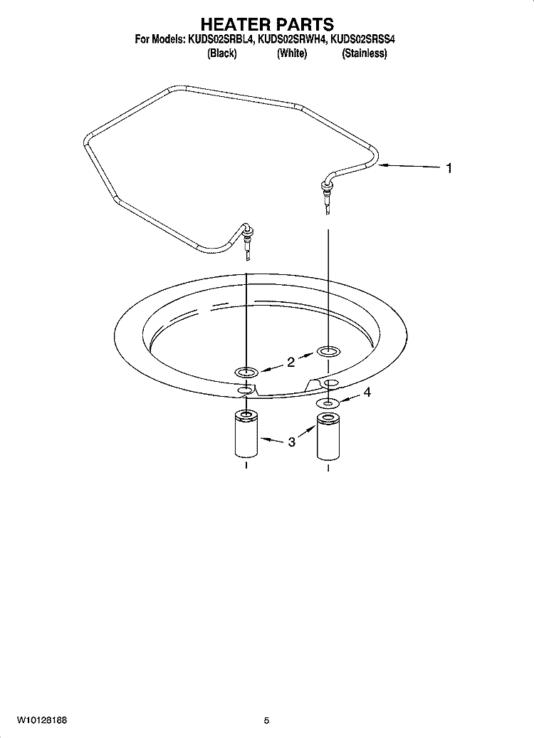 HEATER PARTS Diagram and Parts List for KUDS02SRBL4  KitchenAid Dishwasher