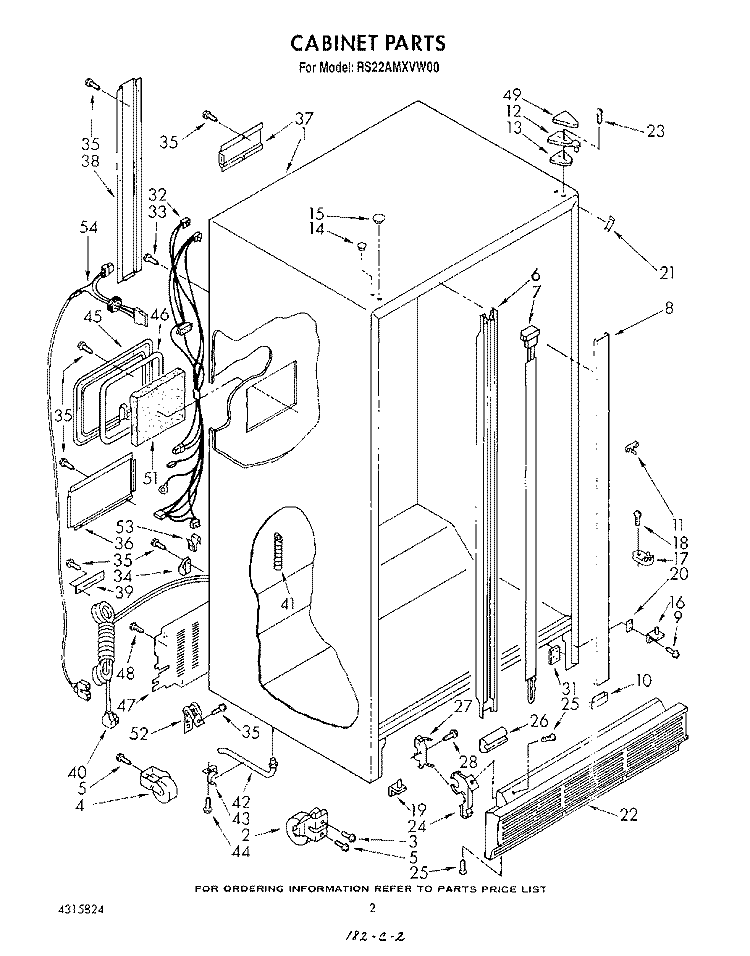 CABINET Diagram and Parts List for RS22AMXVW00  Roper Refrigerator