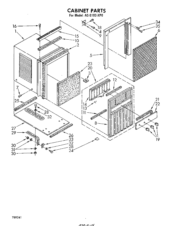 SECTION Diagram and Parts List for ACS102XP0  Whirlpool Air Conditioner