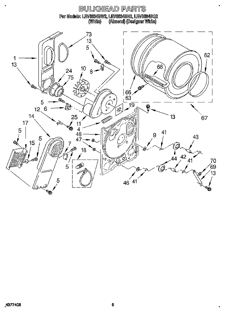 SECTION Diagram and Parts List for LEV6634BN2  Whirlpool Dryer