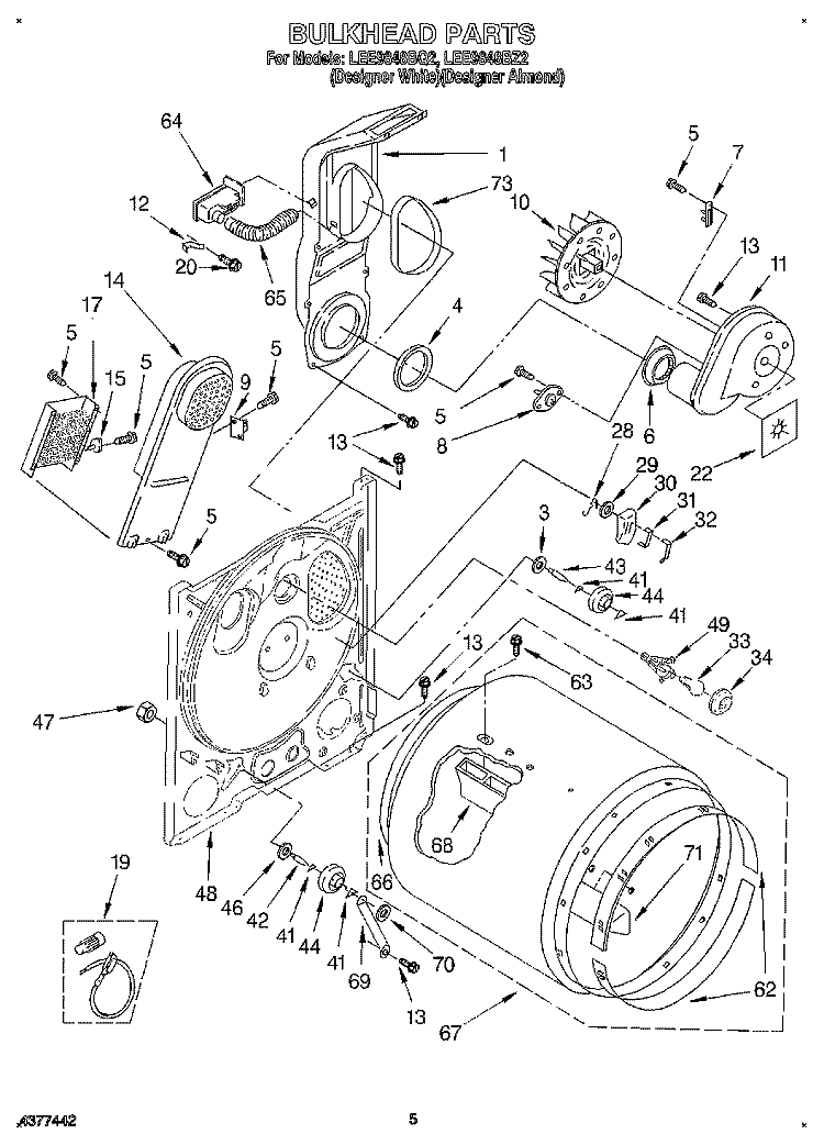 SECTION Diagram and Parts List for LEE9848BQ2  Whirlpool Dryer