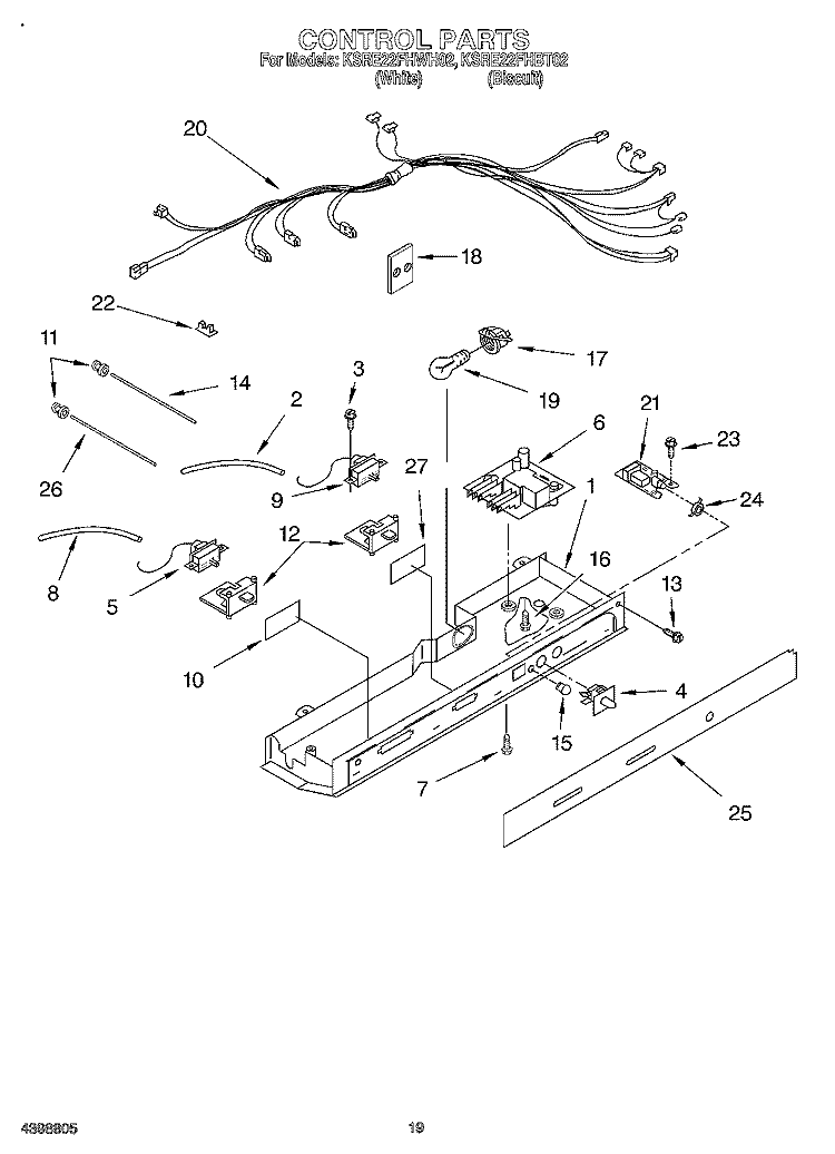 CONTROL, OPTIONAL Diagram and Parts List for KSRE22FHBT02  KitchenAid Refrigerator