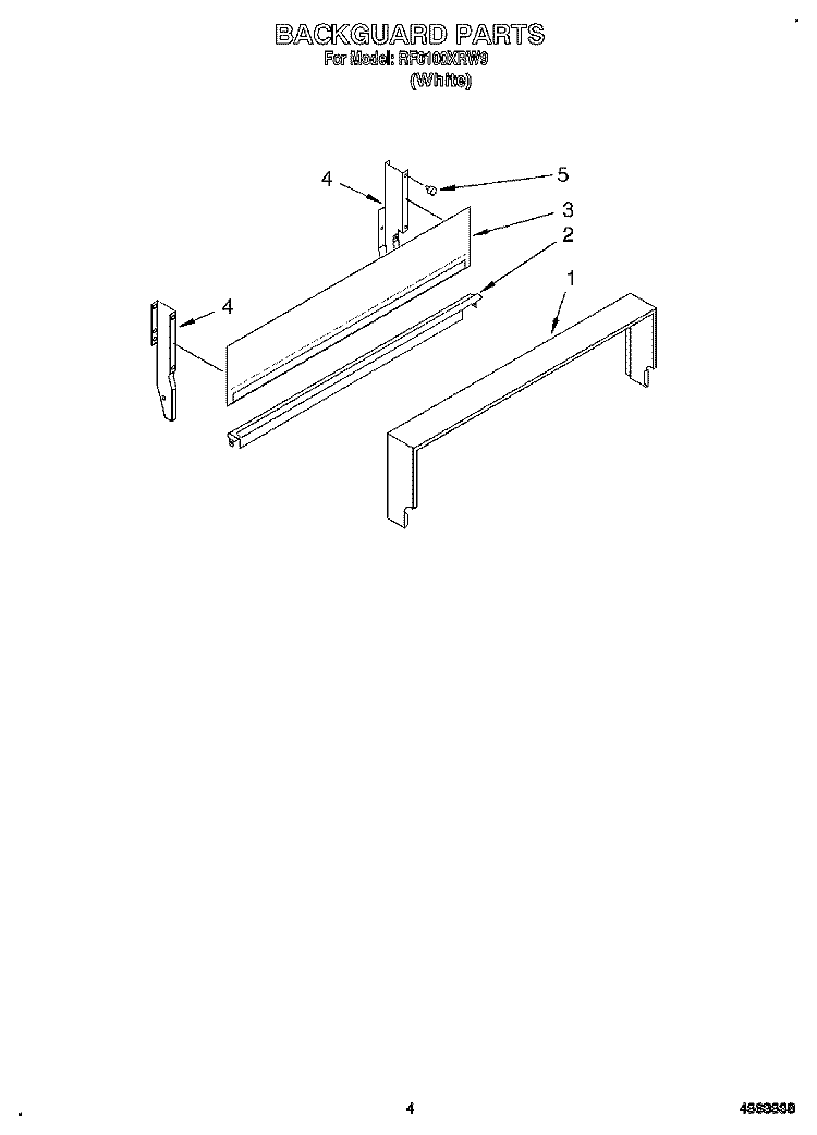 BACKGUARD Diagram and Parts List for RF0100XRW9  Whirlpool Range