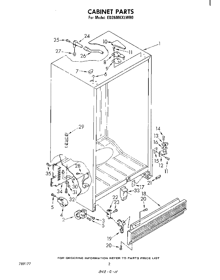 CABINET Diagram and Parts List for ED26MKXLWR0  Whirlpool Refrigerator