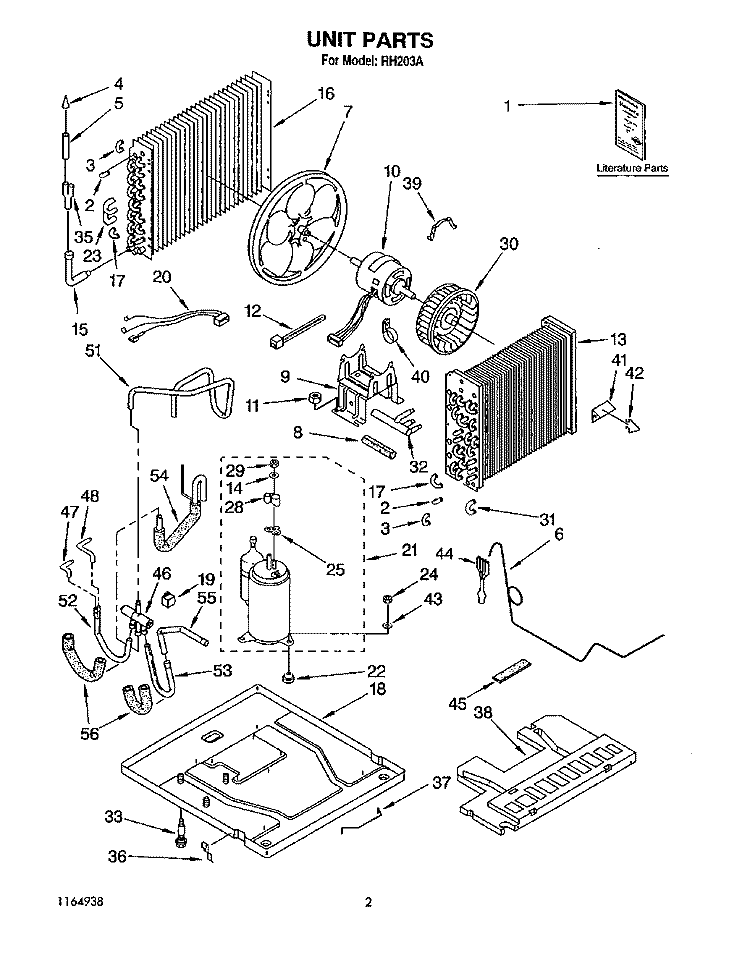 UNIT, LITERATURE Diagram and Parts List for RH203A  Whirlpool Air Conditioner