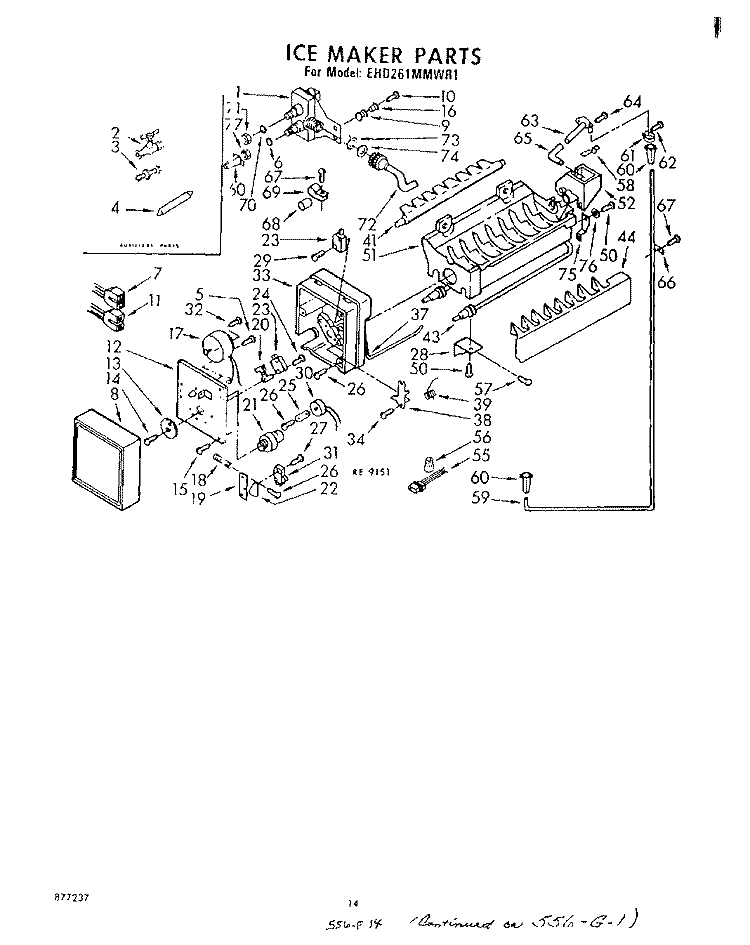 ICE MAKER Diagram and Parts List for EHD261MMWR1  Whirlpool Refrigerator