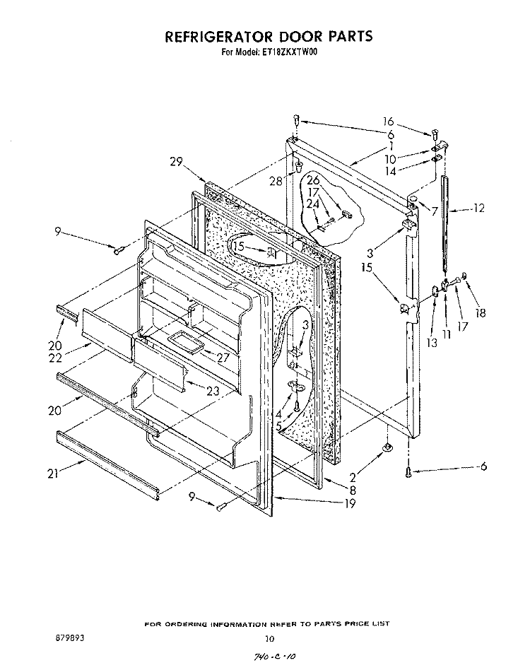 REFRIGERATOR DOOR , LIT/OPTIONAL Diagram and Parts List for ET18ZKXTN00  Whirlpool Refrigerator
