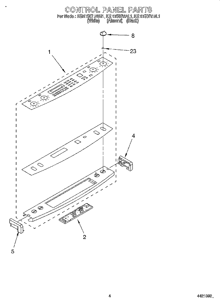 CONTROL PANEL Diagram and Parts List for KGRT507BAL1  KitchenAid Range