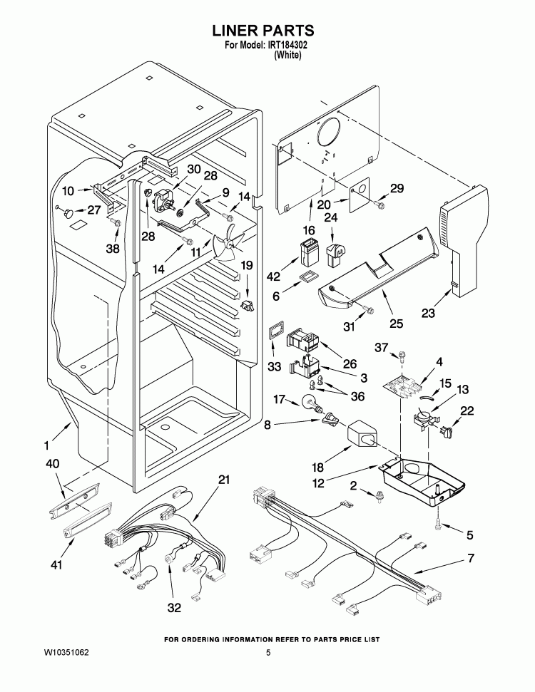 LINER PARTS Diagram and Parts List for IRT184302  Inglis Refrigerator