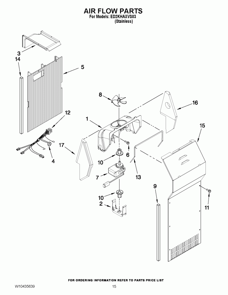 AIR FLOW PARTS Diagram and Parts List for ED2KHAXVS03  Whirlpool Refrigerator