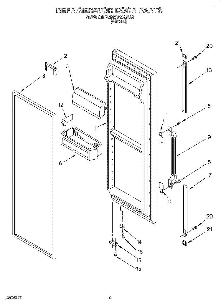 REFRIGERATOR DOOR Diagram and Parts List for 7ED27DQXDN00  Whirlpool Refrigerator