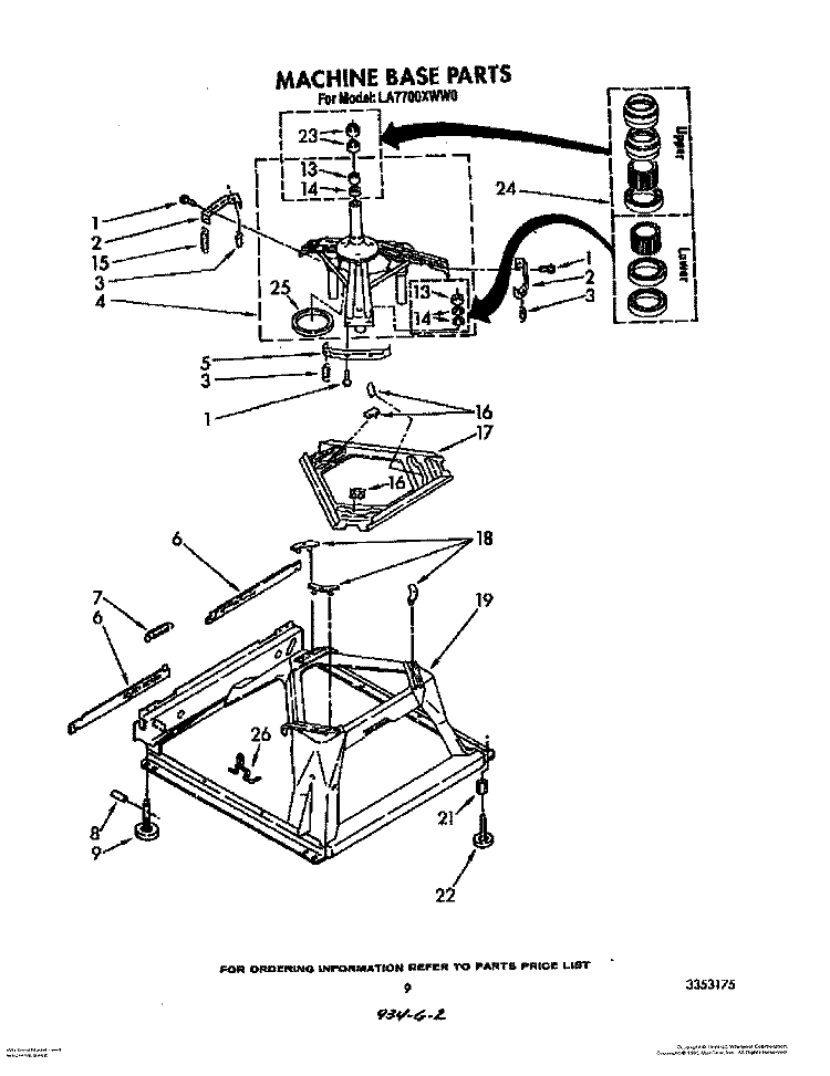 MACHINE BASE Diagram and Parts List for LA7700XWN0  Whirlpool Washer