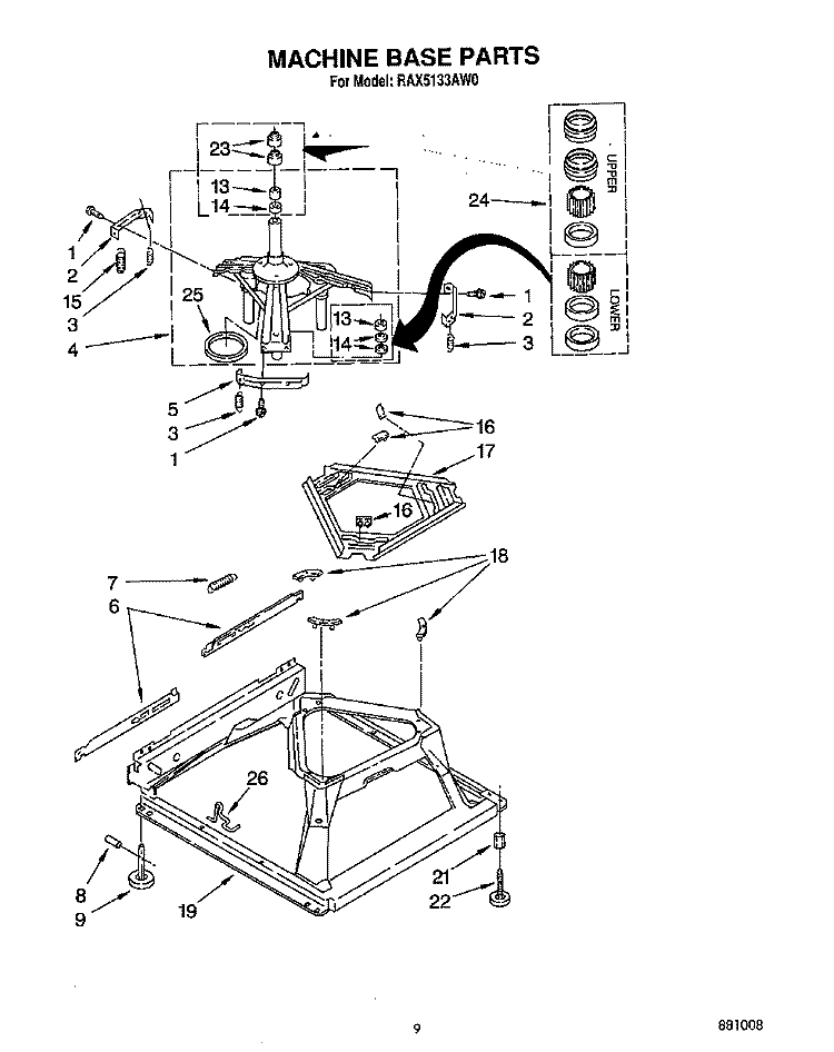 MACHINE BASE Diagram and Parts List for RAX5133AG0  Roper Washer