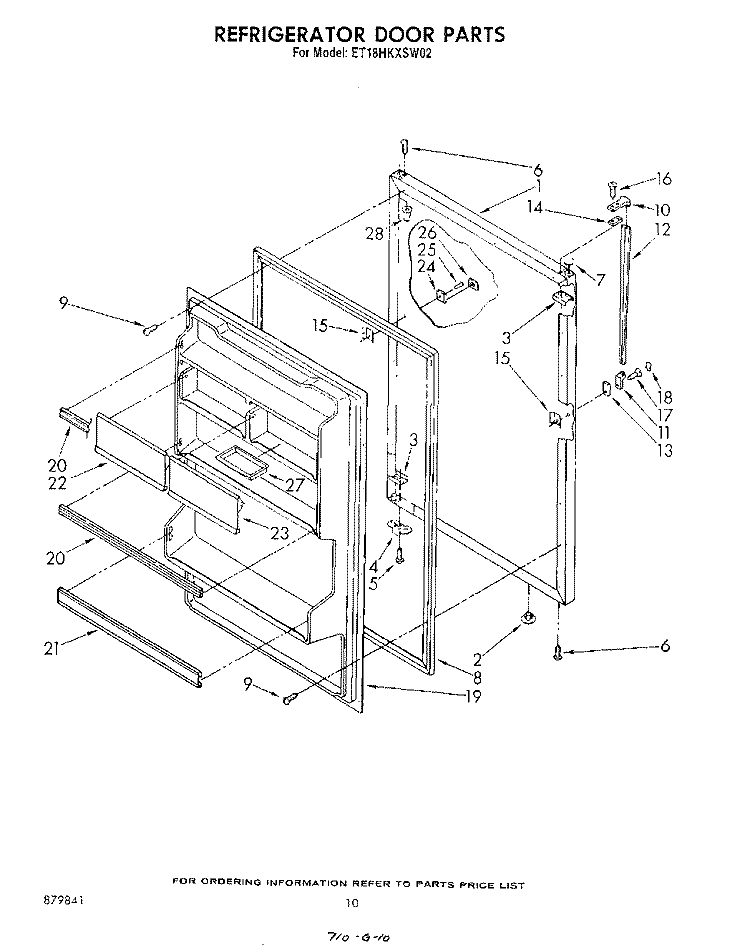 REFRIGERATOR DOOR , LIT/OPTIONAL Diagram and Parts List for ET18HKXSW02  Whirlpool Refrigerator