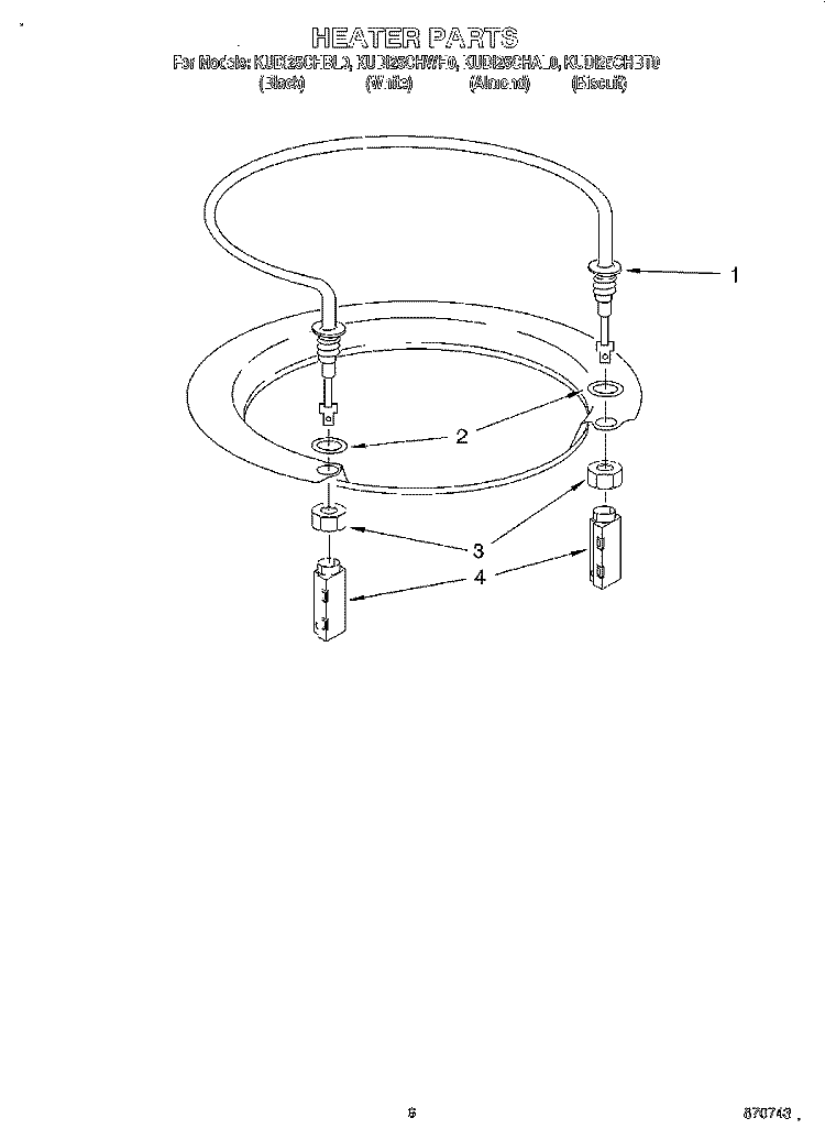 HEATER Diagram and Parts List for KUDI25CHBL0  KitchenAid Dishwasher