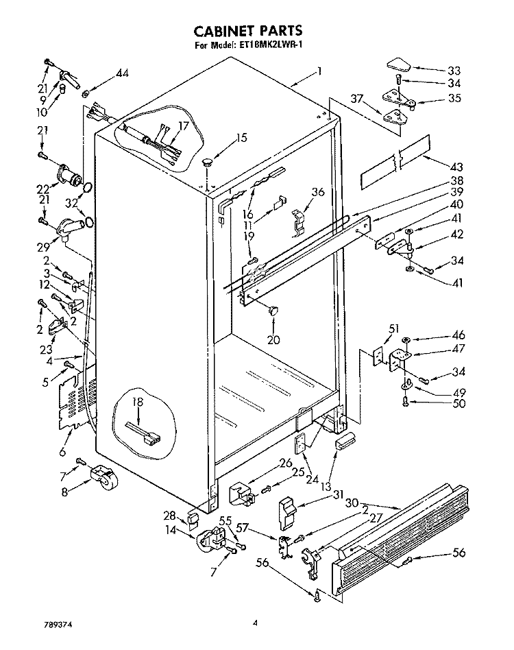 CABINET Diagram and Parts List for ET18MK2LWR1  Whirlpool Refrigerator