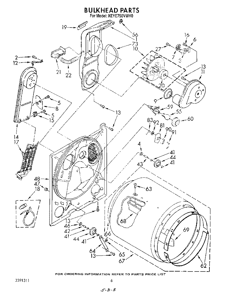 SECTION Diagram and Parts List for KEYE750VTO0  KitchenAid Dryer