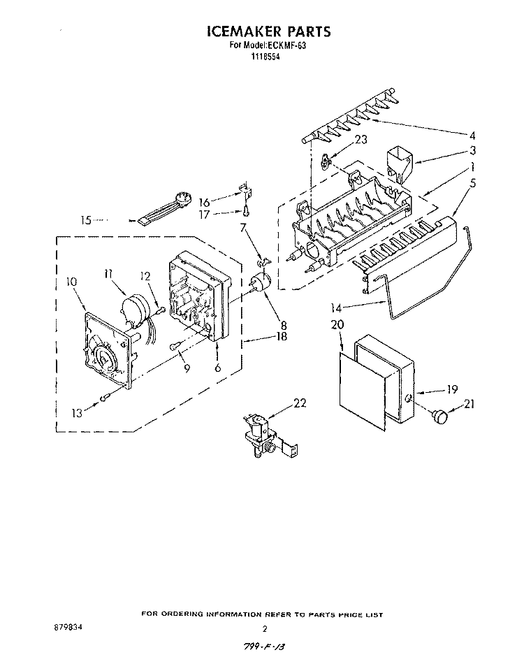 SECTION Diagram and Parts List for ECKMF63  Whirlpool Ice Maker