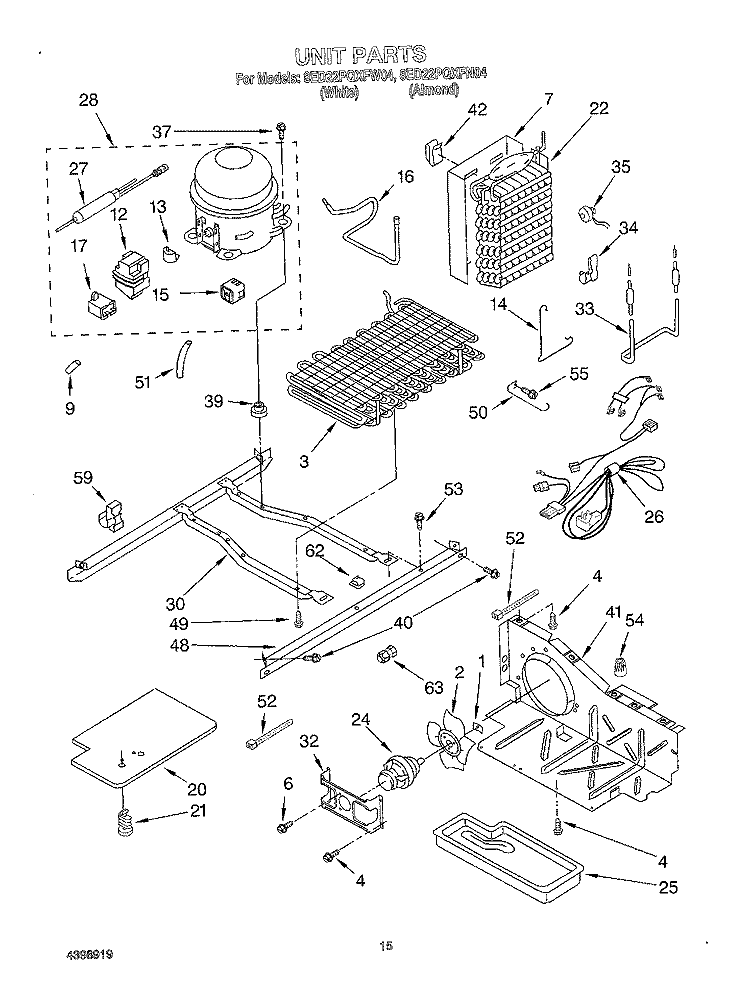 UNIT Diagram and Parts List for 8ED22PQXFW04  Whirlpool Refrigerator