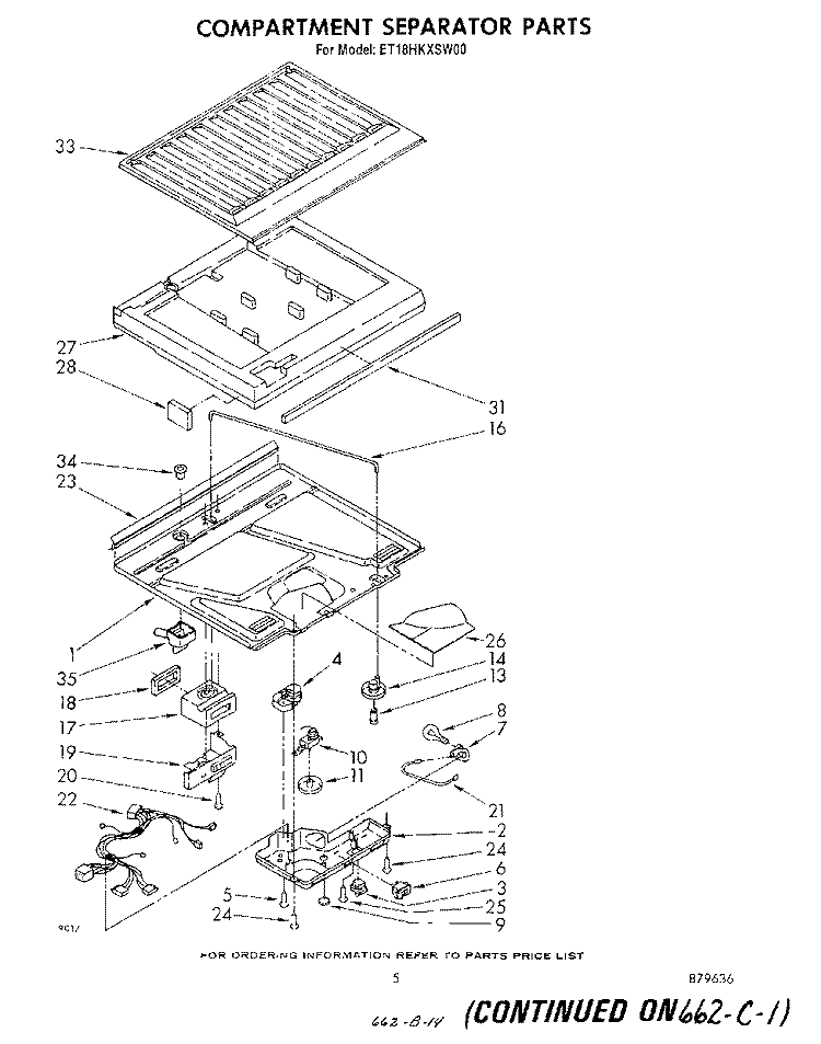 COMPARTMENT SEPARATOR Diagram and Parts List for ET18HKXSW00  Whirlpool Refrigerator