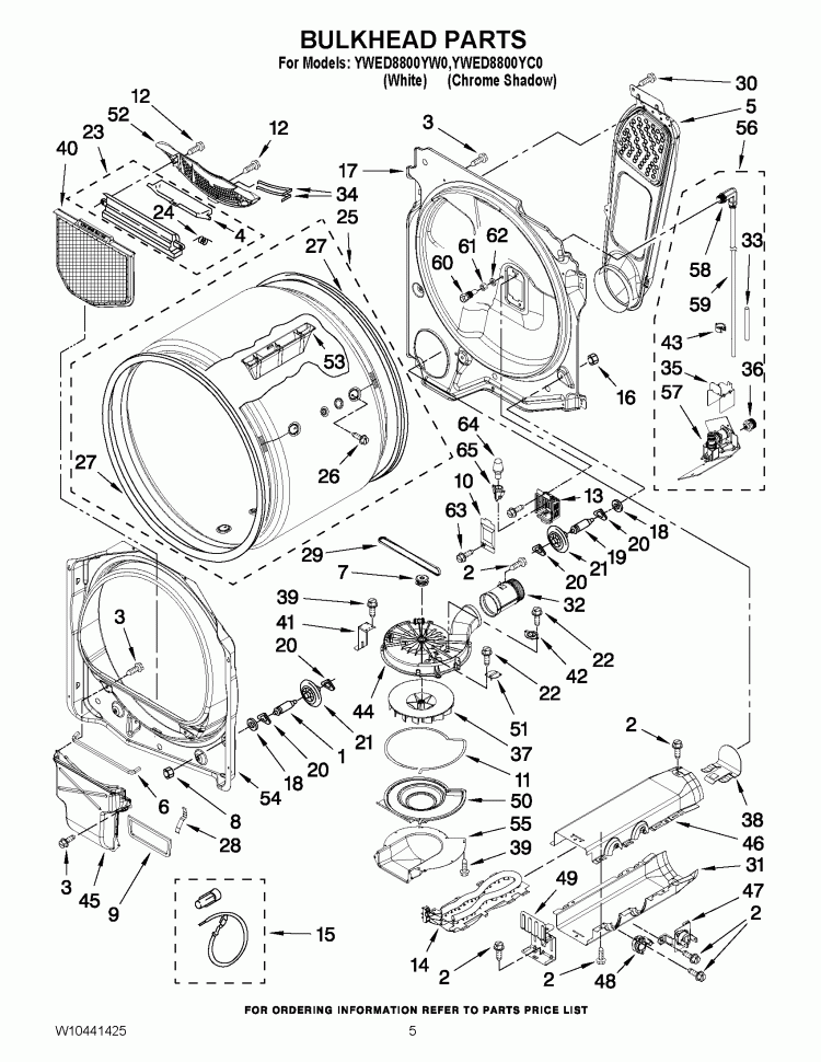 BULKHEAD PARTS Diagram and Parts List for YWED8800YW0  Whirlpool Dryer