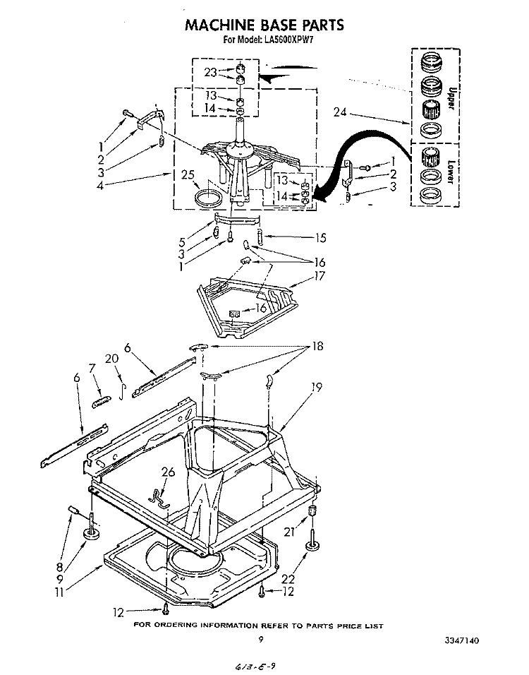 MACHINE BASE Diagram and Parts List for LA5600XPW7  Whirlpool Washer