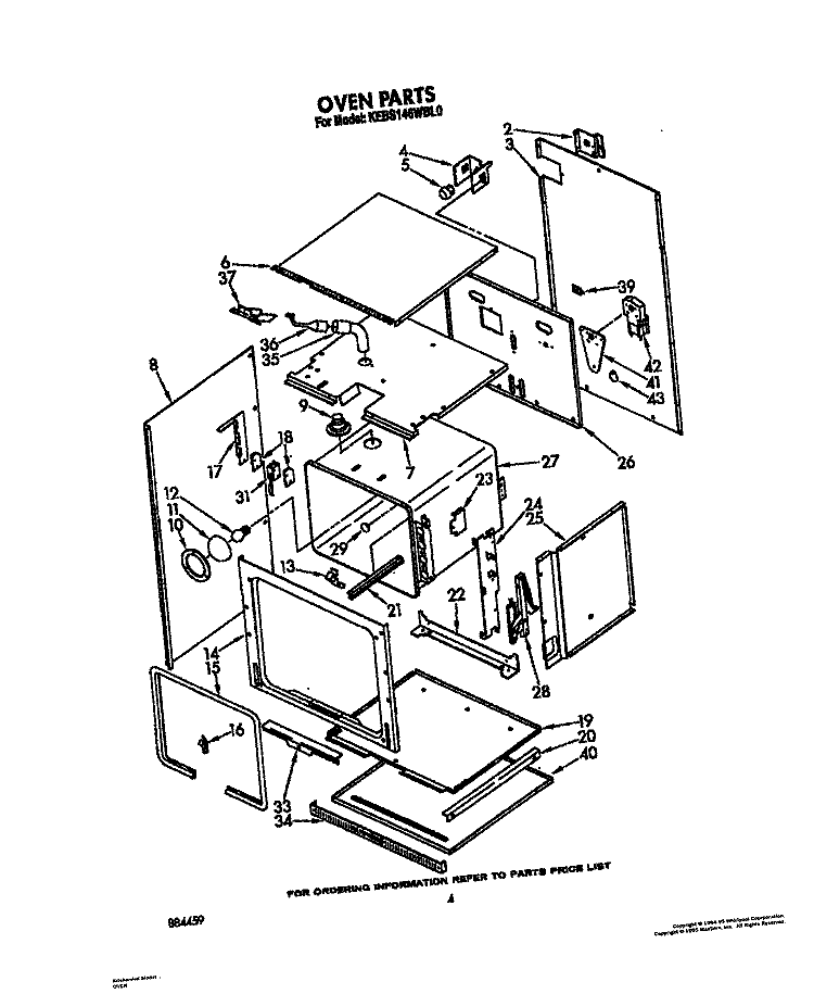 OVEN Diagram and Parts List for KEBS146WBL0  KitchenAid Wall Oven