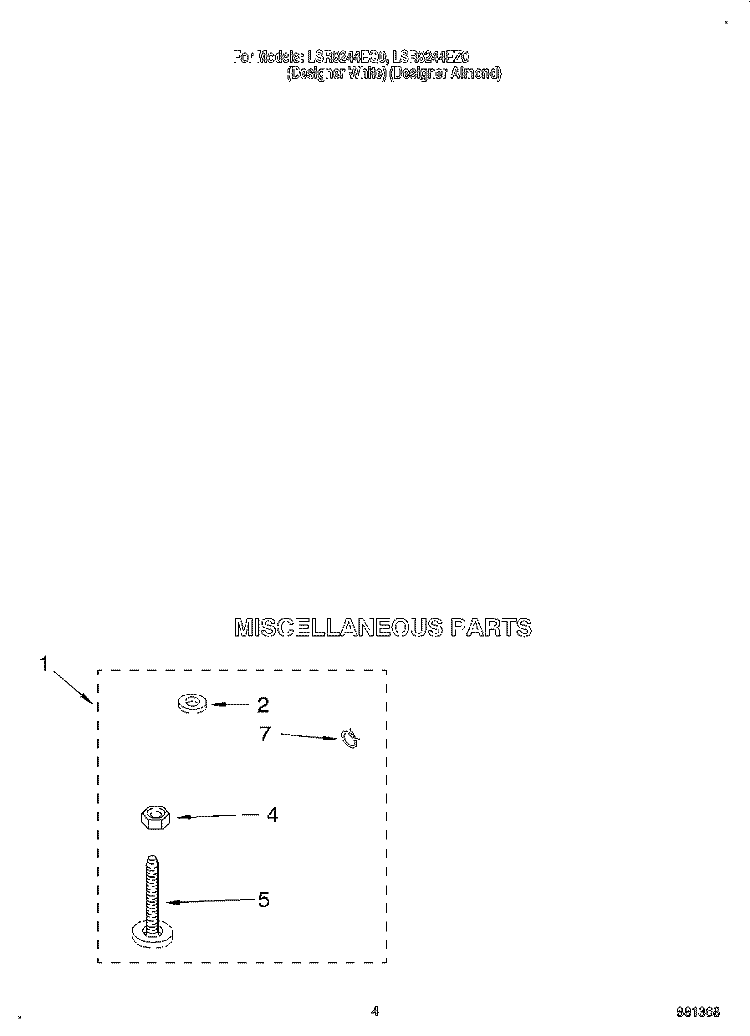 MISCELLANEOUS Diagram and Parts List for LSR8244EQ0  Whirlpool Washer