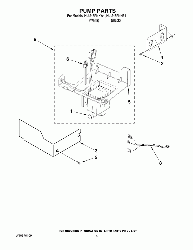 PUMP PARTS Diagram and Parts List for KUIS18PNXB1  KitchenAid Ice Maker
