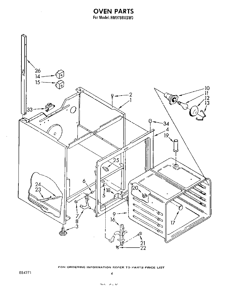 OVEN Diagram and Parts List for RM978BXSW0  Whirlpool Microwave Oven Combo
